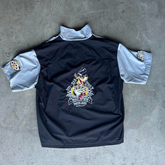 DISNEYLAND RESORT UNISEX BUTTON-DOWN BIG BAD WOLF POKER BOWLER BLOUSE SIZE XL - Picture 6 of 7